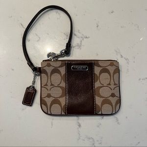 Coach Monogram Jacquard Brown Wristlet
